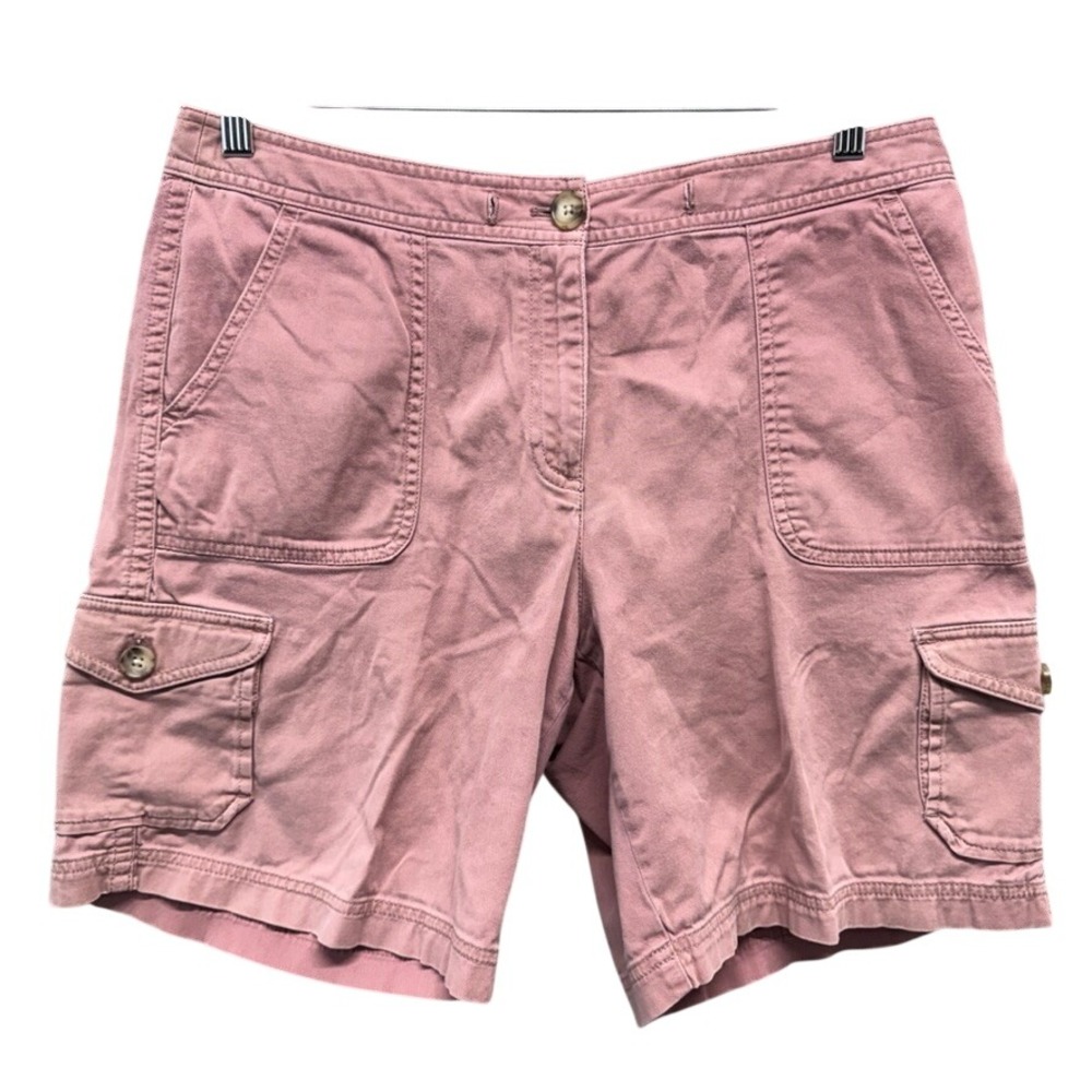 LL Bean Favorite Fit Cargo Shorts Womens 12 Pink Cotton Twill Chino 270854